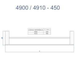 Porta Toalha Reto Duplo Longo 635mm Horus 450 Grafite Escovado Fani