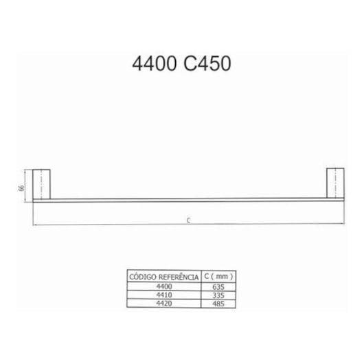 Porta Toalha Reto Longo Horus 4400 BK450 Preto Fosco Fani - Imagem principal - b74a7f21-f43e-4ecb-b1ed-57aebe5eb717