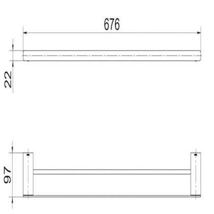 Porta-toalhas Duplo 67,6cm Flat Docol Níquel Escovado