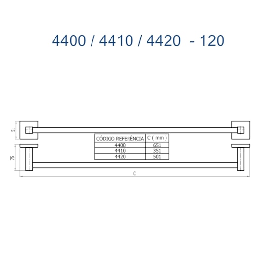 Porta Toalhas Reto Curto Para Banheiro Versata 120 Cromado Fani Metais - Imagem principal - 8d88edc4-51fb-4611-811b-e1fbbf6f6b2e