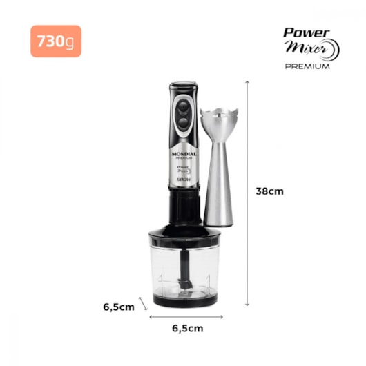 Power Mixer Premium M07 Preto E Inox Mondial 127V 500W - Imagem principal - 07d180f1-f564-4e5b-afb3-bf8aa4e0f57e