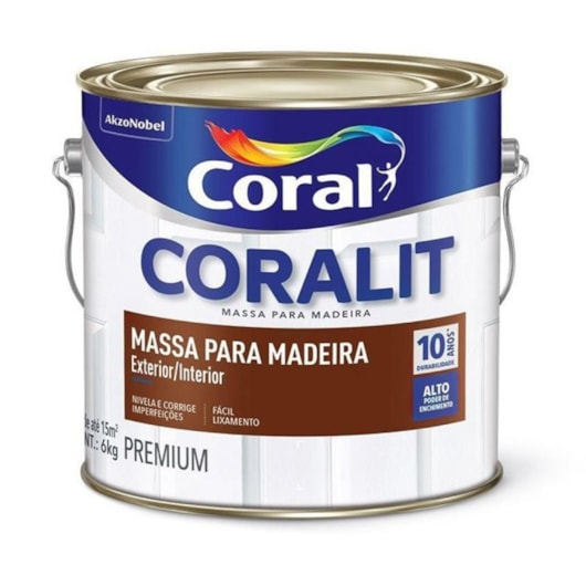 Pré pintura Coralit Massa Para Madeira Branco 5,7kg Coral - Imagem principal - f22c59c3-23ba-4ff6-87d7-91af343779a6