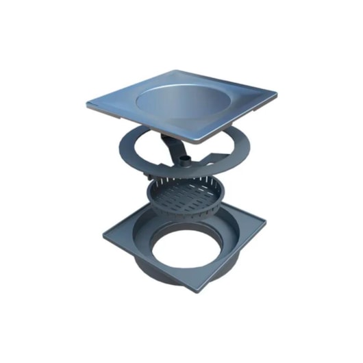 Ralo Automático Elleve Touch Escovado 15x15cm Linear - Imagem principal - 873fa31c-1f06-49bd-a4a1-5ae447469d14
