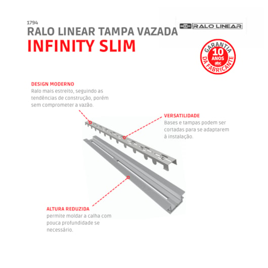 Ralo Linear Com Tampa Vazada Infinity Slim Linear Acessórios 120cm - Imagem principal - 97526c2b-44b8-4bc5-b19f-c6768f6dbfb0