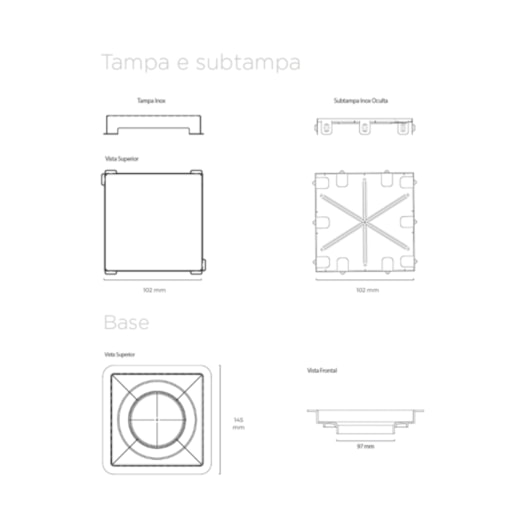 Ralo Linear Elleve Square Tampa Inox 10X10Cm 7342 - Imagem principal - af183e8d-decc-4241-b1db-1bb887debcbb