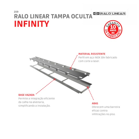 Ralo Linear Tampa Oculta Infinity Inox Linear 160cm - Imagem principal - 9c288b35-25d0-4203-854c-8f93810d25ad