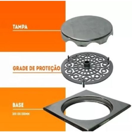 Ralo Quadrado Elegance 12,5x12,5cm Polido Mozaik - Imagem principal - 33ec0793-7a70-4443-a152-75ed3e49f7c3