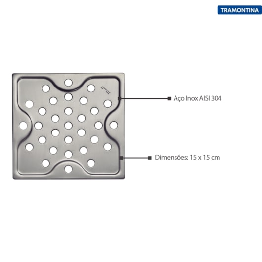 Ralo Quadrado em Aço Inox 15x15cm Tramontina - Imagem principal - 440a3c07-5eaa-4aa0-b50d-9402fd861a77