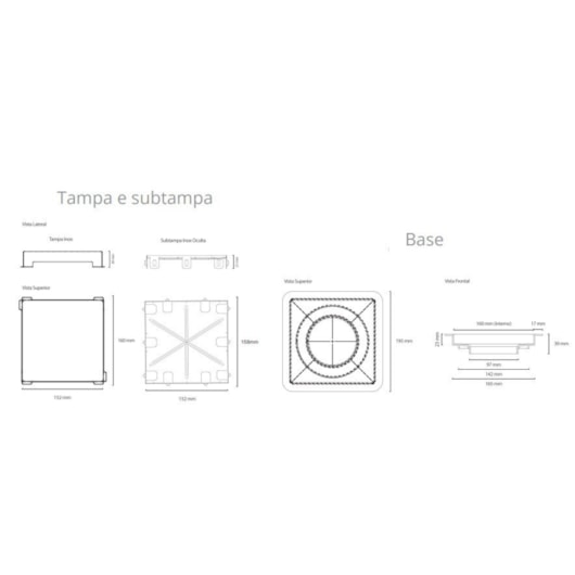 Ralo Square Tampa Black Matte Linear Acessórios 15x15cm - Imagem principal - ec54f263-b0fb-4674-b277-9267823be741