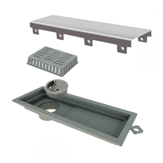 Ralo Tiny Pvc 25cm Com Tampa Inox Escovado Linear - Imagem principal - 2a7a2b7a-244d-4b6d-99c3-9e40f6427d7f
