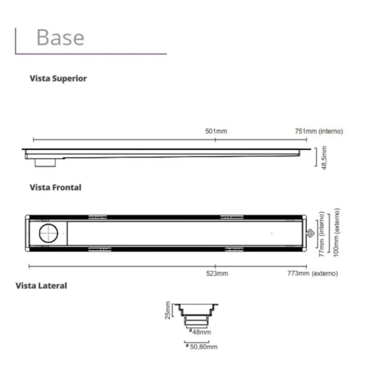 Ralo Versatile Tampa Inox Escovado Linear 75cm - Imagem principal - b3356650-33eb-443b-8c4f-de096e4a8fe4