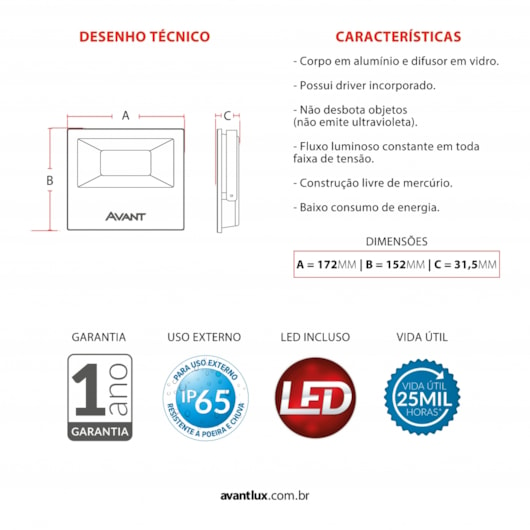 Refletor De Led Slim 50 4000K 3750 Lúmens Bivolt Emissão De Luz Neutra Avant - Imagem principal - cf9fb7e9-aec5-43b4-bcbe-ba4df67769ae