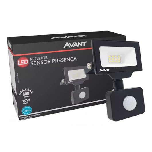 Refletor Led Com Sensor De Presença Emissão De Luz Branco Avant 10W 6500K - Imagem principal - f6aad1e8-7958-4bd8-9c35-460f4cd5e7b3