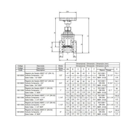 Registro De Gaveta Abnt Saneamento 1.1/2 Docol