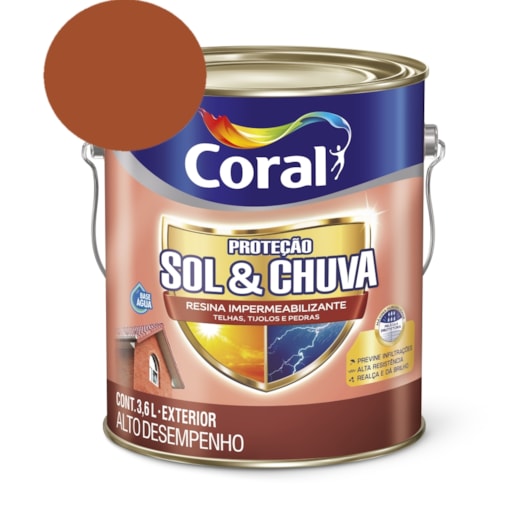 Resina Impermeabilizante Proteção Sol & Chuva Cerâmica Telha 3,6L Coral - Imagem principal - f97cbf0e-5610-432b-83b7-b7c37b8d4a9e