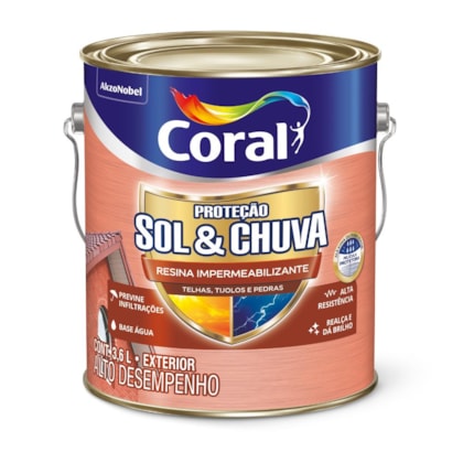 Resina Impermeabilizante Proteção Sol e Chuva Cinza Suave Coral 3,6L