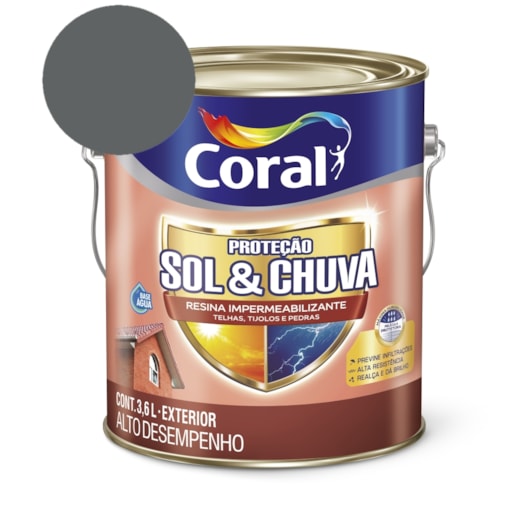 Resina Impermeabilizante Proteção Sol & Chuva Grafite 3,6L Coral - Imagem principal - b5041838-1a4b-4ca8-9553-143cbba16b0e