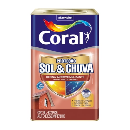 Resina Impermeabilizante Proteção Sol & Chuva Incolor 18L Coral - Imagem principal - 883f251e-fb41-47ec-835c-c4ef429ed077