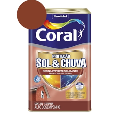 Resina Impermeabilizante Proteção Sol & Chuva Vermelho Óxido 18L Coral