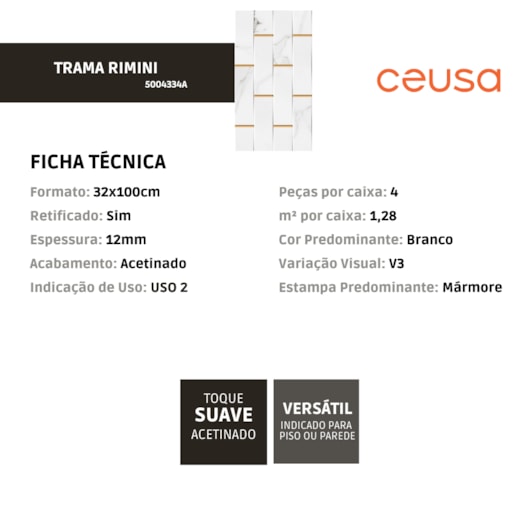 Revestimento Ceusa Trama Rimini Acetinado 32x100cm Retificado  - Imagem principal - c0bdedf0-d896-48ad-8454-0c9f63294ffa