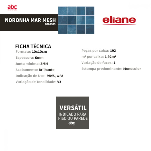 Revestimento Eliane Noronha Mar Mesh Brilhante 10x10cm  - Imagem principal - 134bee67-766a-42bc-90bd-d34f28fdae28