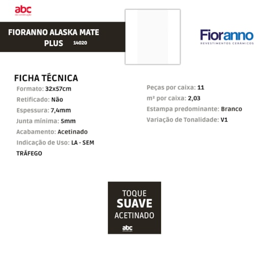 Revestimento Fioranno Alaska Mate Plus Branco Acetinado 32x57cm Bold - Imagem principal - ad701274-00f5-49e2-ac87-7b305dd0dce6