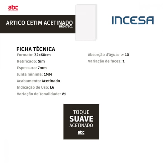 Revestimento Incesa Artico Cetim Acetinado 32x60cm Branco Retificado  - Imagem principal - 9aa5b36c-da8b-4a8a-a285-a4c41701b2eb