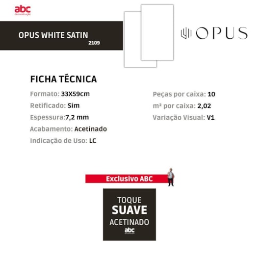 Revestimento Opus White Satin 33x59cm Retificado - Imagem principal - 24d3e5cd-a038-426a-a87e-2d97f6acdbe2