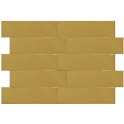 Revestimento Para Fachada Ceral Brick Color Mustard Brilhante 7,5x25cm