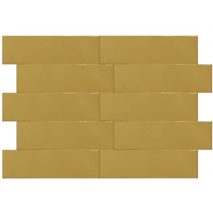 Revestimento Para Fachada Ceral Brick Color Mustard Brilhante 7,5x25cm