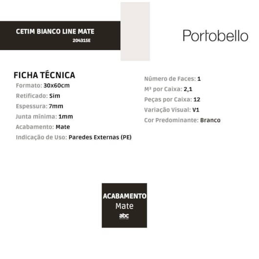 Revestimento Portobello Cetim Bianco Line 30x60cm Retificado - Imagem principal - 74a69c07-594e-404d-840c-794c3b0b15cd