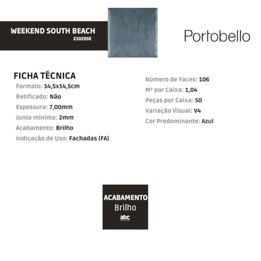 Revestimento Portobello Weekend South Beach Brilhante 14,5x14,5cm - Imagem principal - 16ed8de3-3e53-4cd0-8b7c-460a2440fc92