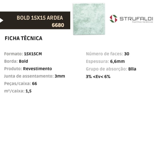 Revestimento Strufaldi Ardea 15x15cm Bold - Imagem principal - 6470b65e-0435-49d8-b916-54168fcf1290