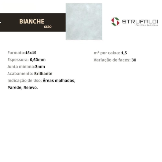 Revestimento Strufaldi Bianche 15x15cm Bold - Imagem principal - 330ab247-d222-4988-9102-b39e4f30dcdd