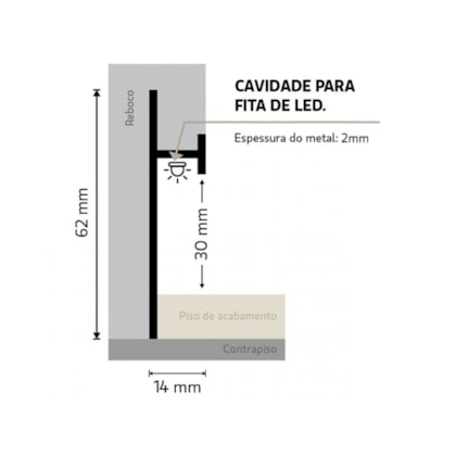 Rodapé 30x3000 Neo Alumi Preto 21484 Santa Luzia