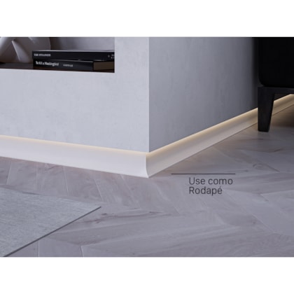 Rodapé Branco Neo Alumínio Inverso Curvo Santa Luzia 60x3000mm