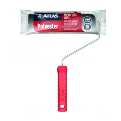 Rolo Espuma Cinza Com Cabo R406/15 Altura 10mm Epóxi e Resinas Superfícies Lisas 15cm Atlas