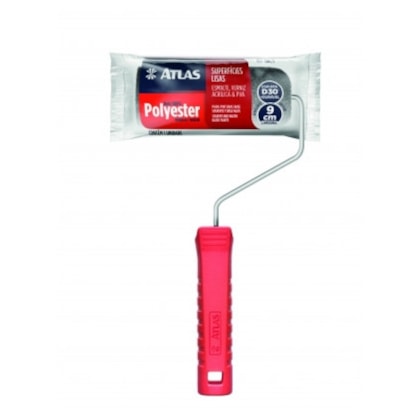 Rolo Espuma Cinza Com Cabo R406/9 Altura 10mm Epóxi e Resinas Superfícies Lisas 9cm Atlas