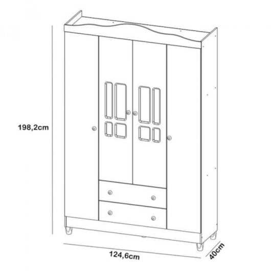 Roupeiro Ariel 4 Portas Branco Brilho Carolina Baby - Imagem principal - 5e56839b-c497-4cc8-ac40-8070dcf80461