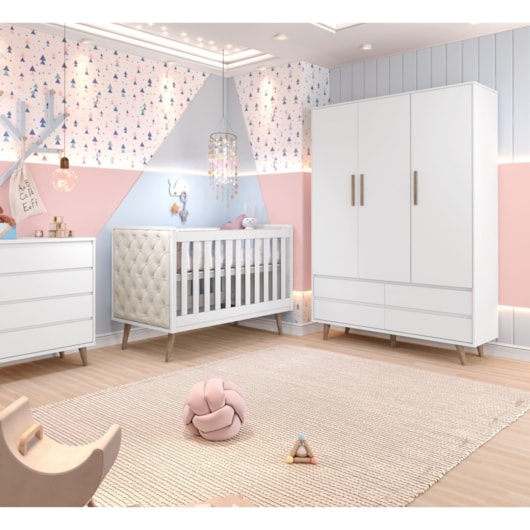 Roupeiro Lorena 3 Portas Branco Fosco Carolina Baby - Imagem principal - b2f3418d-4430-498c-b675-524e59eb9935