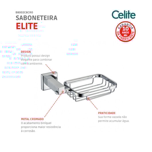 Saboneteira Elite Cromada Celite - Imagem principal - 2273c7fb-05cb-449f-8ab2-8901397d1f9a