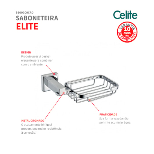 Saboneteira Elite Cromada Celite - Imagem principal - 8b163d47-30fe-4532-9c28-8c297b7ca551