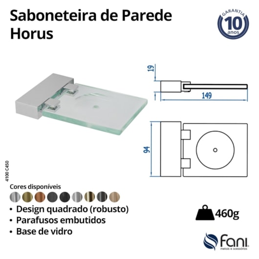 Saboneteira Horus 450 4100 Cromado Fani - Imagem principal - 98669ec5-b96b-4d42-b205-f10ffc773560