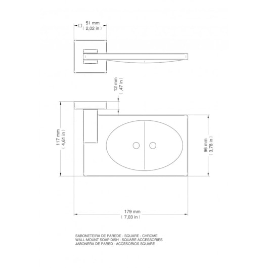 Saboneteira Square Cromada Docol - Imagem principal - 5fb93337-3702-4ad1-874c-7229c3ed87b8
