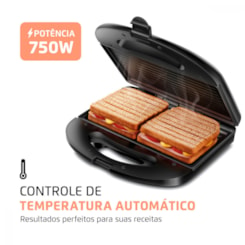 Sanduicheira Master Grill S20 Preto E Inox Mondial 127V 750W