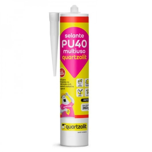 Selante PU40 Bisnaga Multiuso Preto Quartzolit - Imagem principal - 29eb5e5e-35da-4721-9134-733ce3f5550d