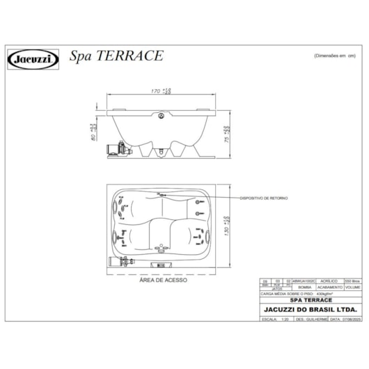 Spa 3 Lugares Mini Terrace Com Aquecedor 170x130x75cm Jacuzzi - Imagem principal - b2dd7245-a97a-4728-9b00-c89a1996caf2