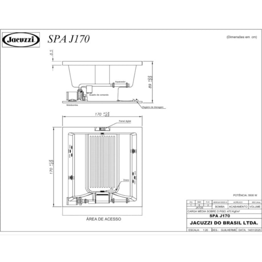 Spa 4 Lugares Com Aquecedor e Painel J-170 170cm X 89cm Jacuzzi - Imagem principal - 7a0e5981-0955-4565-8f8b-b4b9f142c536