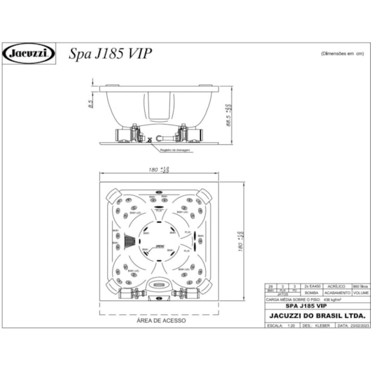Spa 4 Lugares Com Aquecedor J185 Vip Jacuzzi 180x180x89cm - Imagem principal - f1ace3ac-ff16-4150-b9ac-b53697728ee9