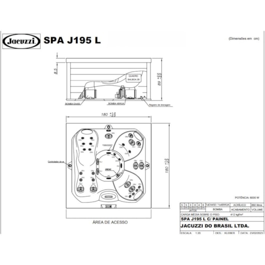 Spa 5 Lugares Com Aquecedor J195-L 60hz Jacuzzi 180cm X 180cm X 89cm - Imagem principal - 74b78a91-db5c-40d2-a274-94c1313f9f89